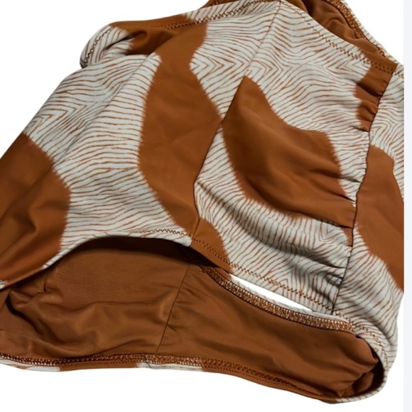 AERIE 2 Piece Swimsuit- Burnt Orange/Brown Halter Top / High waisted bottom- M - Picture 4 of 8